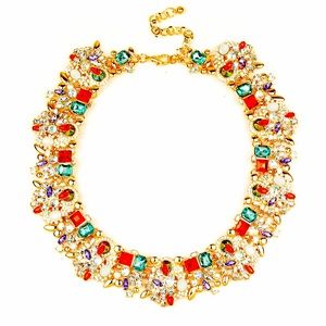 Sloane LA Eye Candy Red & Blue 14k Gold Plated Gem Necklace
